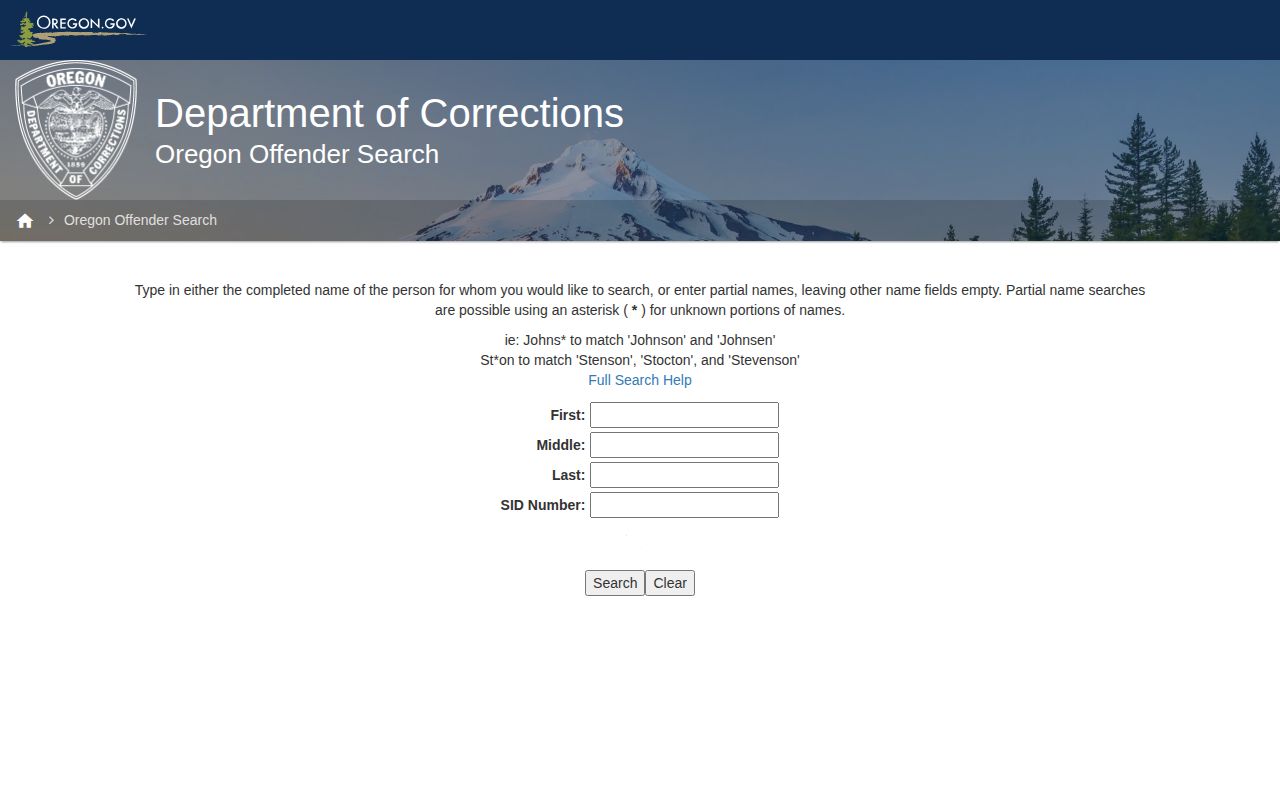 Klamath County record route to Oregon Department of Corrections offender search